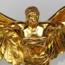 7074 Bronze Winged Figural Man with Eagles Inkwell