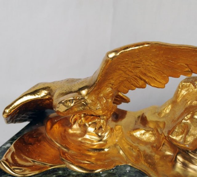 7074 Bronze Winged Figural Man with Eagles Inkwell