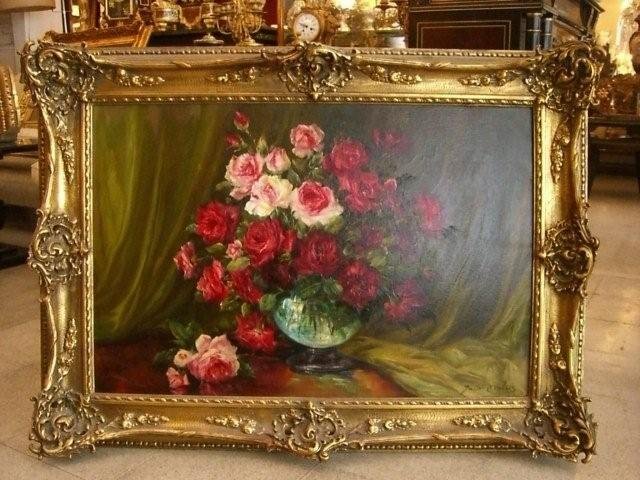 7082 Oil on Canvas Painting of Roses by Gaston Dubois