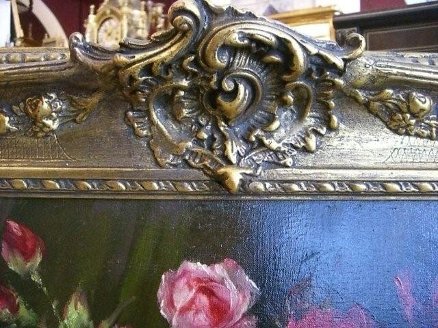 7082 Oil on Canvas Painting of Roses by Gaston Dubois