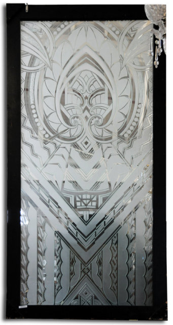 6973 Art Deco Etched Glass Window c. 1920