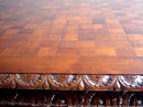 7166 Carved Library Table with Parquetry Top