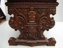 7166 Carved Library Table with Parquetry Top