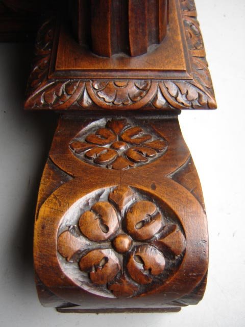 7166 Carved Library Table with Parquetry Top