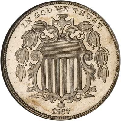 C0091 Proof Shield Nickel, 1867 NGC 5C PR66 Cameo with Rays