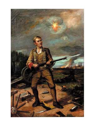 77.4425 Soldier at Battle 19th century oil on canvas