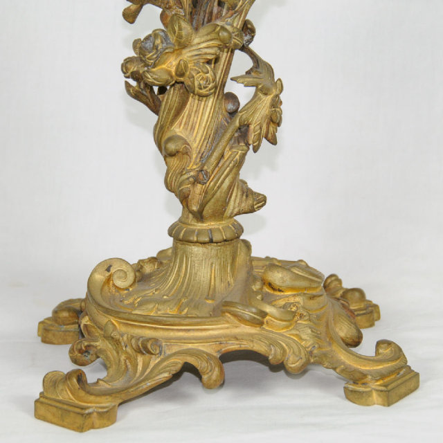 64.376 Pair of Ornate French Doré Bronze Candelabras