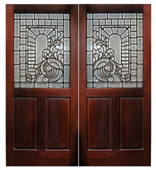 66.333 Original Cherrywood Doors w/Leaded and Beveled Glass