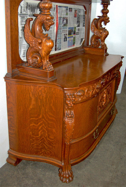 23.7201 Antique American Victorian Oak Sideboard