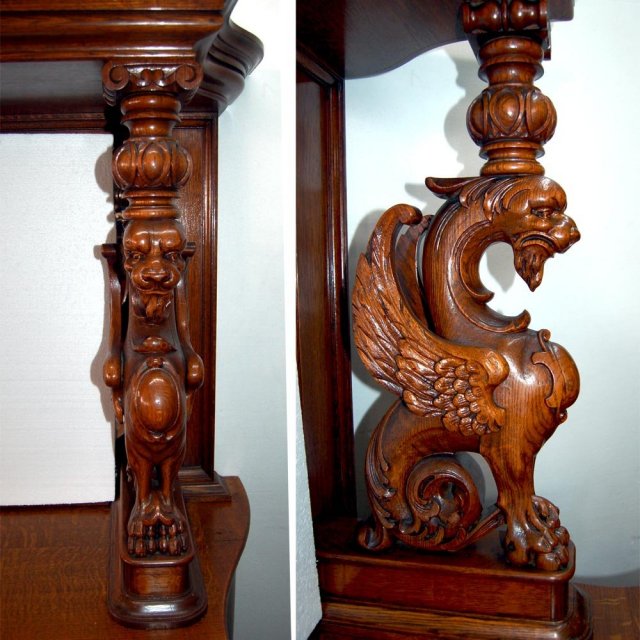 23.7201 Antique American Victorian Oak Sideboard