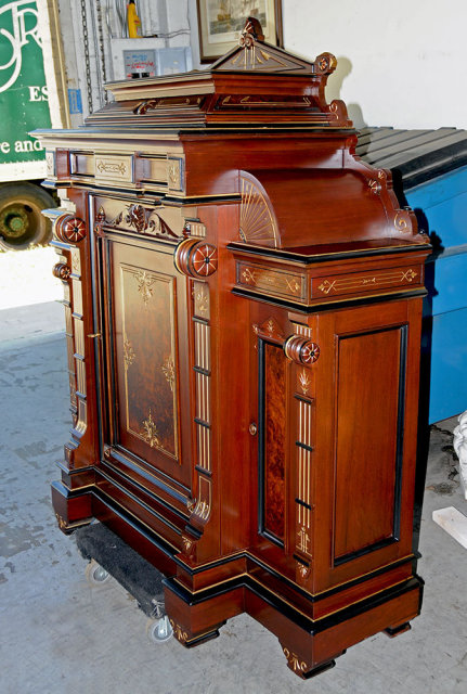 28.2697 Antique Rosewood Renaissance Revival Marquetry Cabinet
