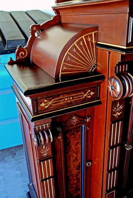28.2697 Antique Rosewood Renaissance Revival Marquetry Cabinet