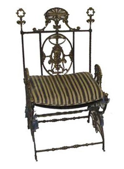 33.7208 19th C. Iron & Bronze Chair by Oscar Bach