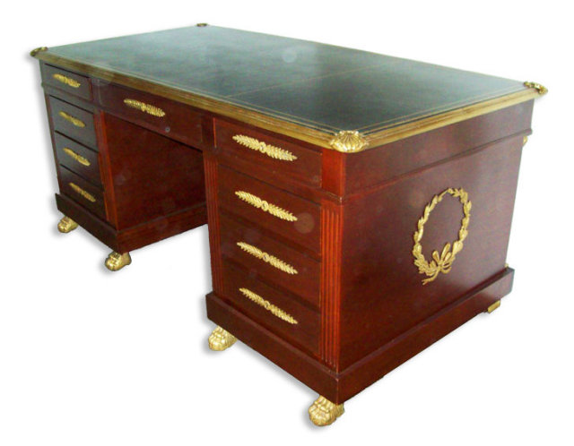 06.7207 Magnificent Antique 3-Piece French Empire Office Ensemble