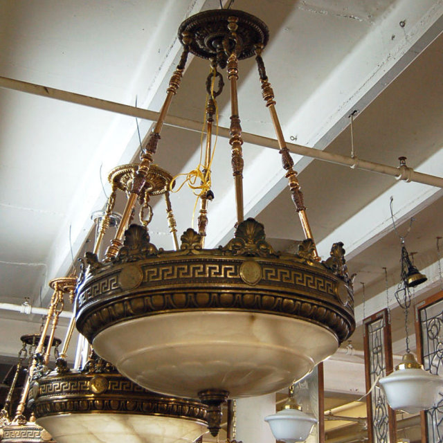57.2456 The Justice Chandelier: Bronze & Alabaster