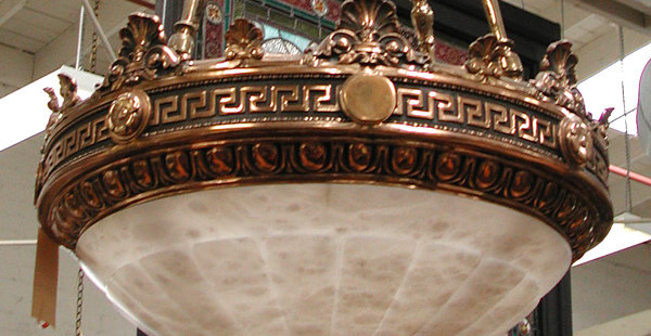 57.2456 The Justice Chandelier: Bronze & Alabaster