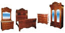 49.743 19th C. American 4 pc. Walnut & Burl Bedroom Suite
