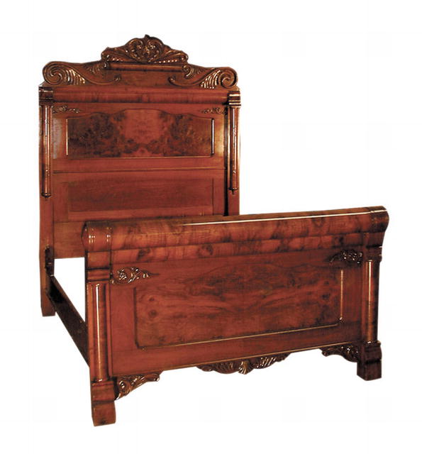49.743 19th C. American 4 pc. Walnut & Burl Bedroom Suite