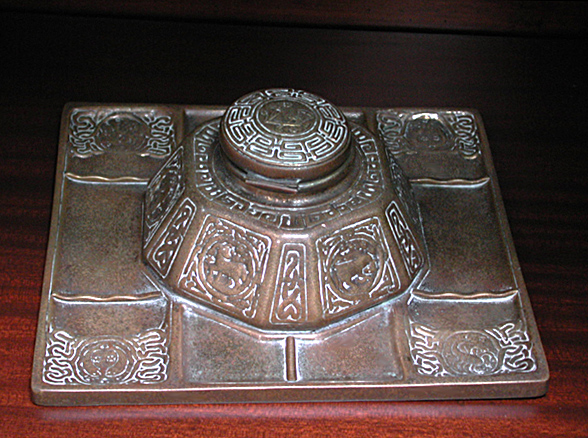 82.477A 19th C. Bronze Tiffany Zodiac Inkwell
