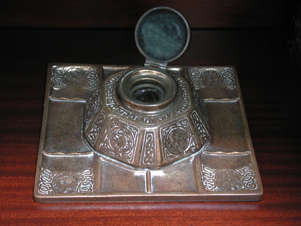82.477A 19th C. Bronze Tiffany Zodiac Inkwell