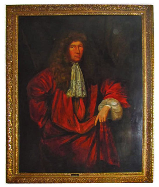 77.7358a 17th C. Oil on Canvas Portrait of Nathaniel Brand