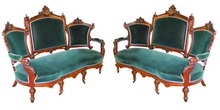 38.4942 Pair of 19th C. Walnut Victorian Sofas by John Jelliff