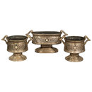 7399 Three piece Egyptian Revival nickel over bronze jardiniere set circa 1920