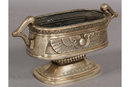 7399 Three piece Egyptian Revival nickel over bronze jardiniere set circa 1920