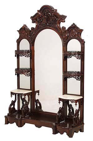 Rosewood Belter Marble Top Etagere