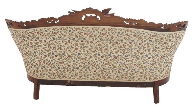 Rosewood bird carved Victorian sofa