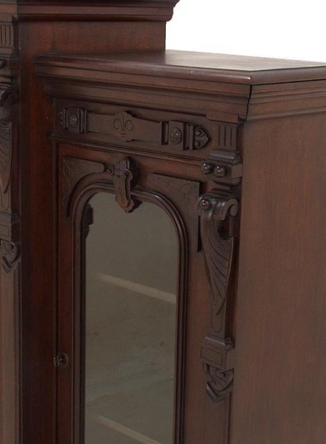 Three door walnut Victorian bookcase