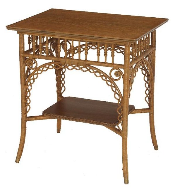 Natural finish Victorian wicker table
