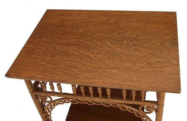 Natural finish Victorian wicker table