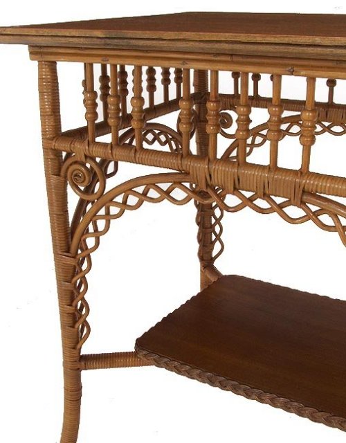 Natural finish Victorian wicker table
