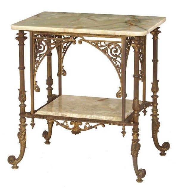 Brass and onyx Victorian table