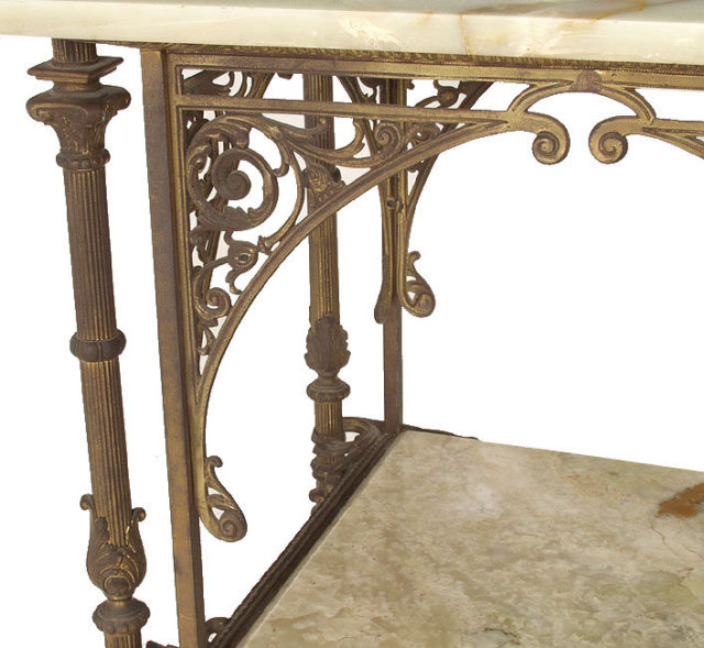 Brass and onyx Victorian table