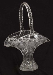 Huge cut glass basket