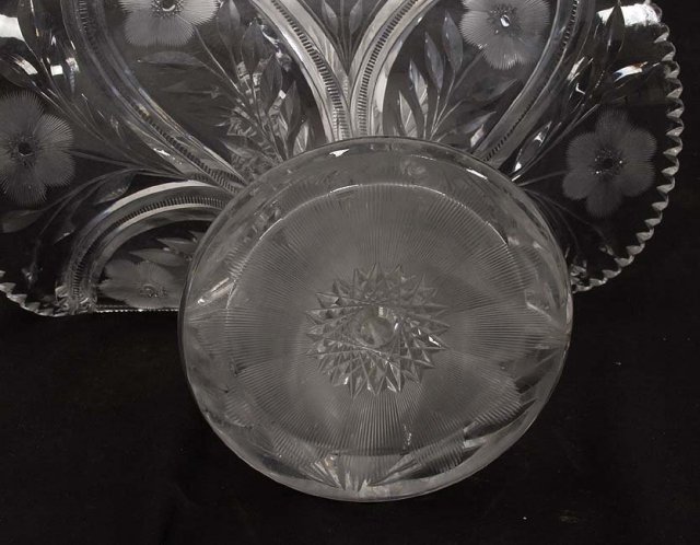 Huge cut glass basket