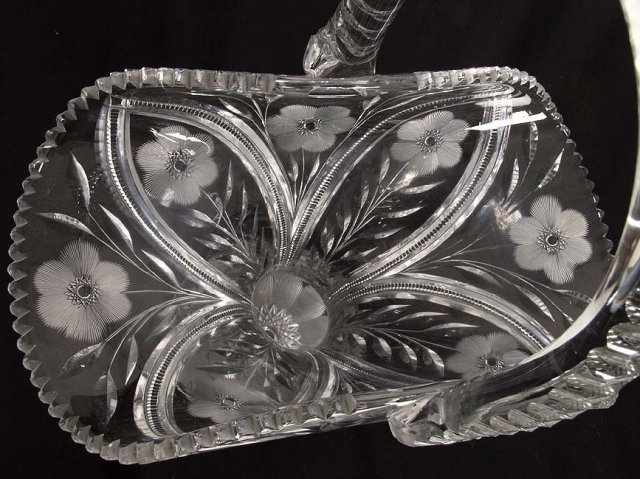 Huge cut glass basket