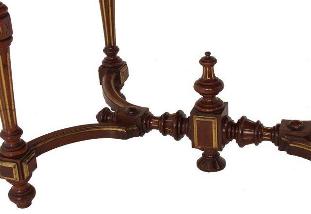 Renaissance Revival walnut inset marble table