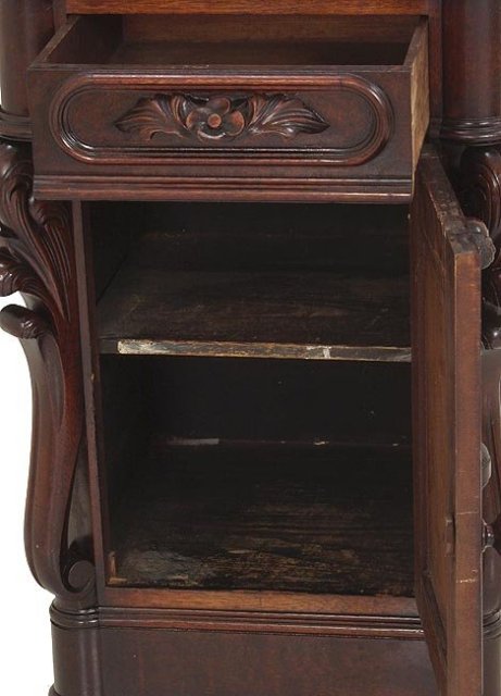 Walnut marble top half commode