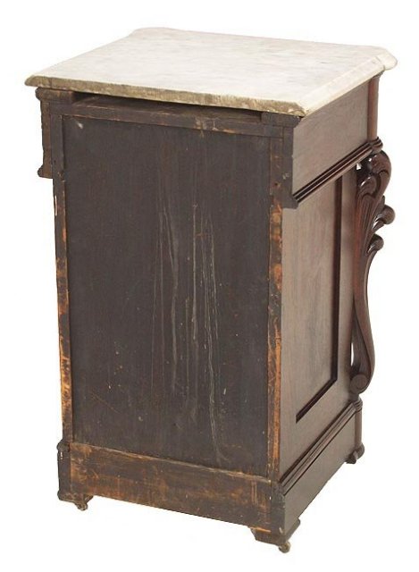 Walnut marble top half commode