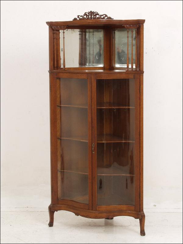 oak spindled china cabinet