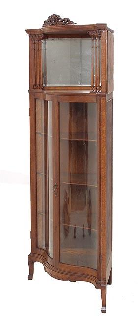 oak spindled china cabinet