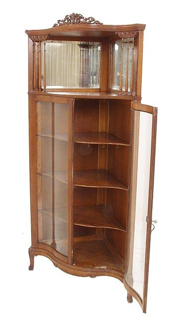 oak spindled china cabinet
