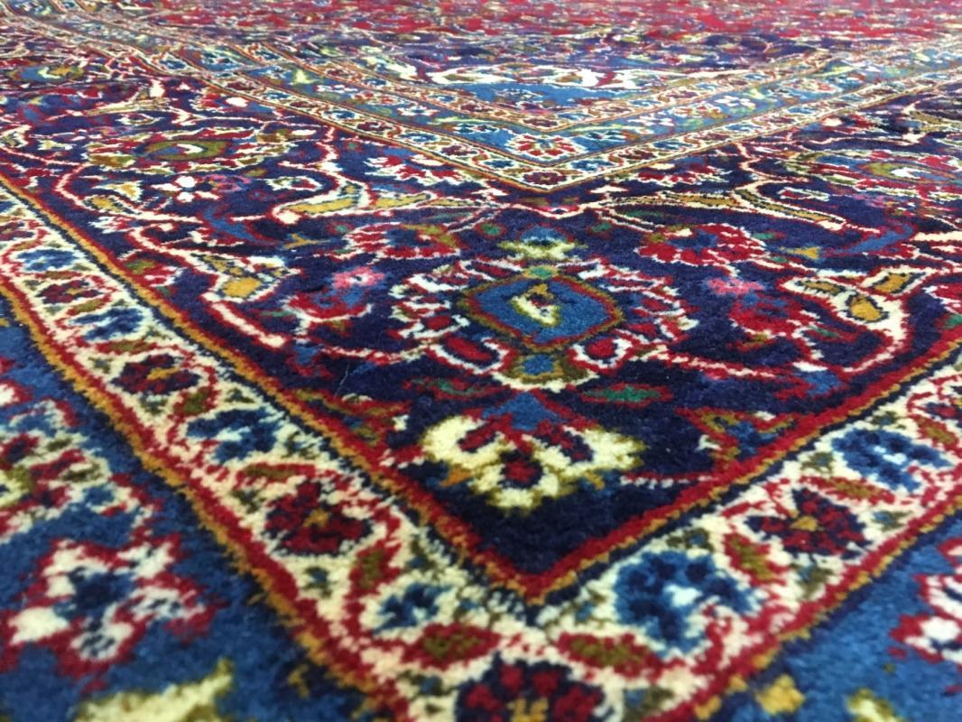 Vintage Handmade Kashan Blue Wool Oriental Rug 9'7 x 13'1