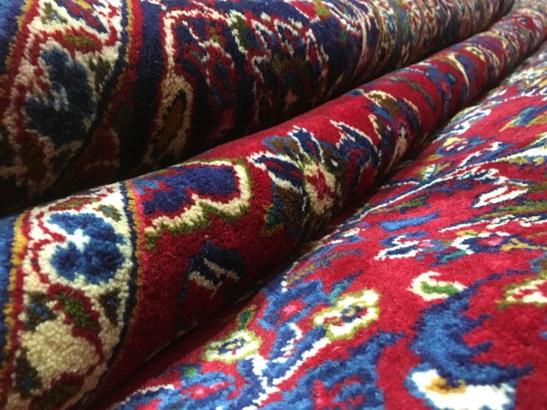 Vintage Handmade Kashan Blue Wool Oriental Rug 9'7 x 13'1