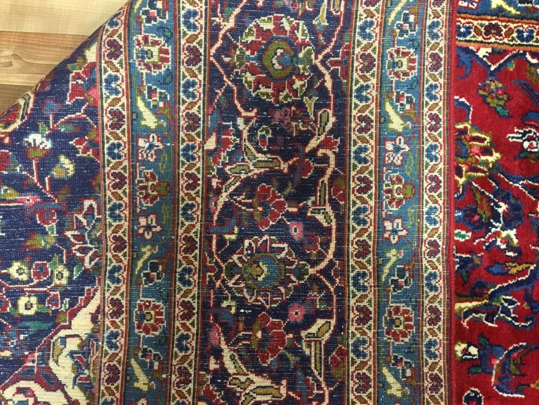 Vintage Handmade Kashan Blue Wool Oriental Rug 9'7 x 13'1