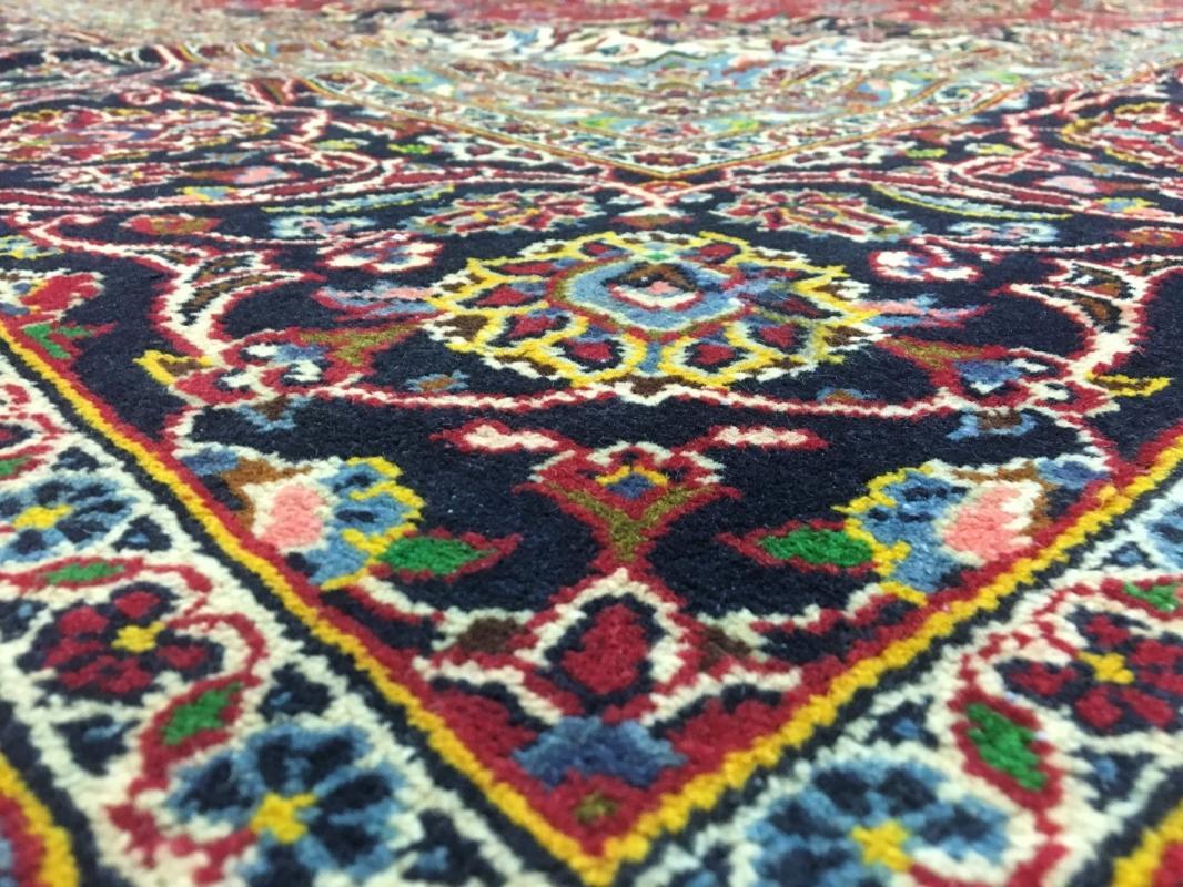 Vintage Handmade Kashan Navy Wool Oriental Rug 9'10 x 13'1