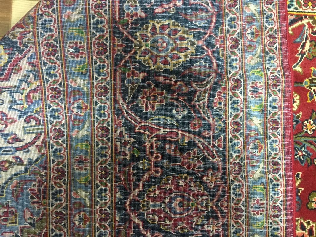 Vintage Handmade Kashan Navy Wool Oriental Rug 9'10 x 13'1